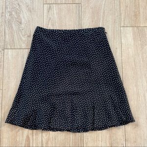 Ann Taylor Loft Black White Polka Dot Ruffle Bottom Lined Silk Skirt Sz 2P.